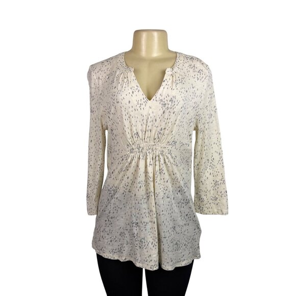 Calvin Klein Tops - Calvin Klein Womens Beige Cotton Blend Long Sleeve Printed Top Lightweight Sz M